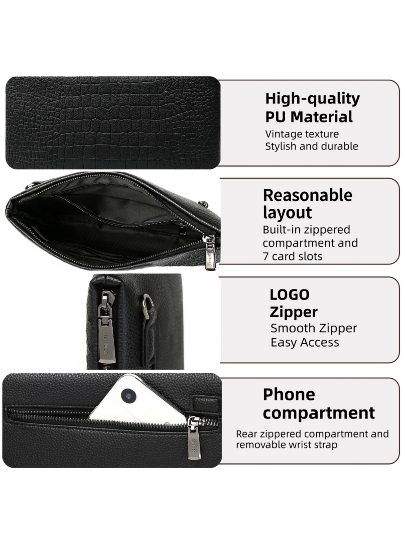 Men's Crocodile Embossed PU Le - огляд і ціна Wristlet Wallet Zipper
