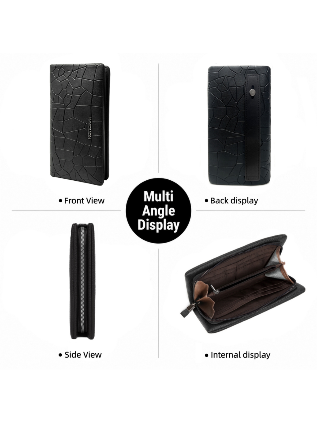 Men Geometric Stone Pattern PU - огляд і ціна Wristlet Wallet Zipper
