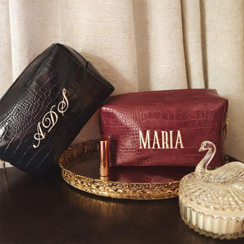 Embroidered Croc Makeup Bag Pe - огляд і ціна Luxury Bags Vegan Leather